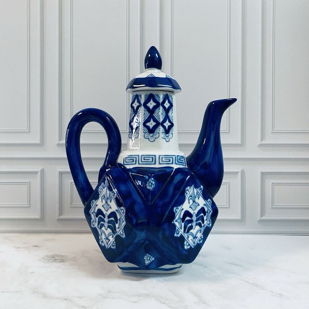 Blue And White Vintage Chinese Porcelain Teapot